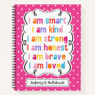 Cuaderno Soy Smart Pink Polka Dot Affirmations Personalizad