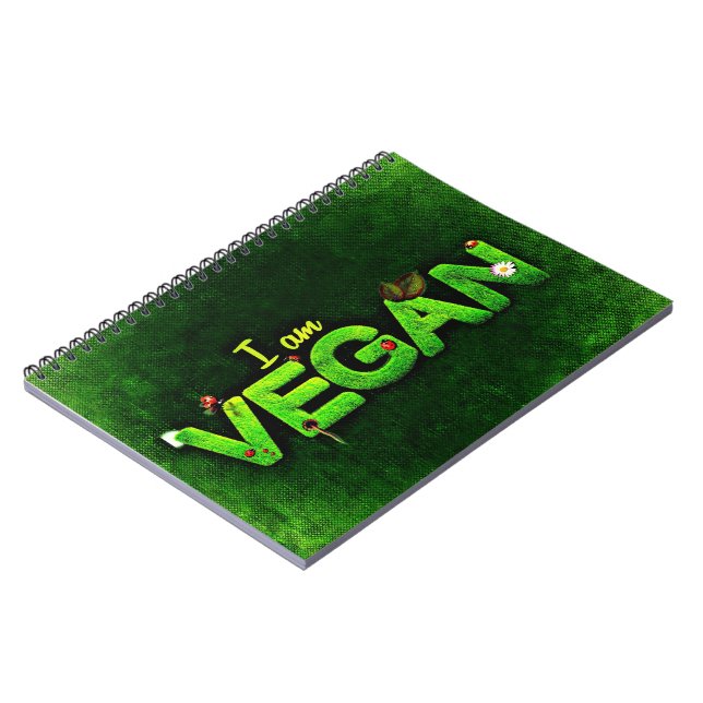 Cuaderno Soy vegano escrito con una textura herbosa de la (Lado Izquierdo)
