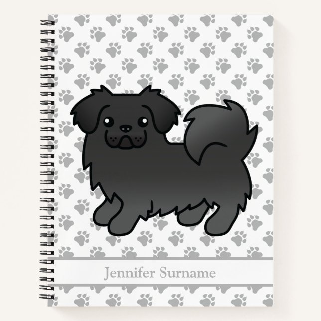 Cuaderno Spaniel Tibetano Negro Perro De Dibujos Animados L (Anverso)