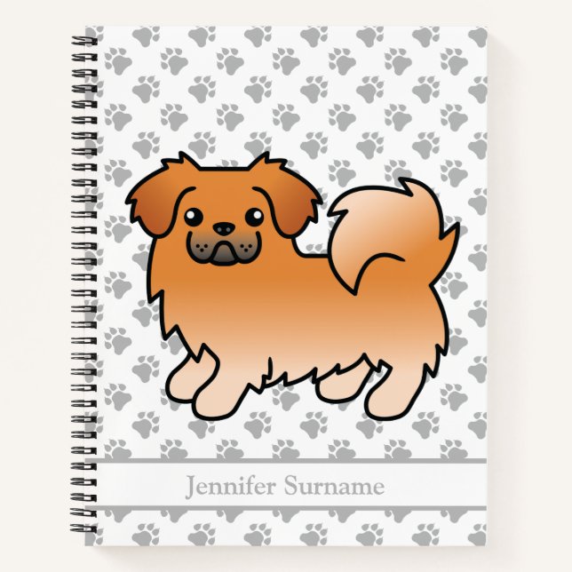 Cuaderno Spaniel Tibetano Rojo Perro De Dibujos Animados Li (Anverso)