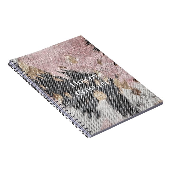 Cuaderno Sparkle Girly Pink Black Gold Cowgirl Piel de vaca (Lado Derecho)