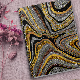 Cuaderno Sparkle Glam Purpurina arte de mármol femenino oro