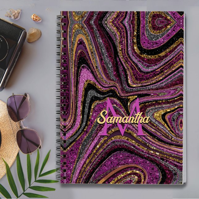 Cuaderno Sparkle Glam Purpurina arte de mármol femenino ros (Subido por el creador)