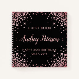 Cuaderno Sparkle Rosa Gold Purpurina 60th Birthday Guest Bo