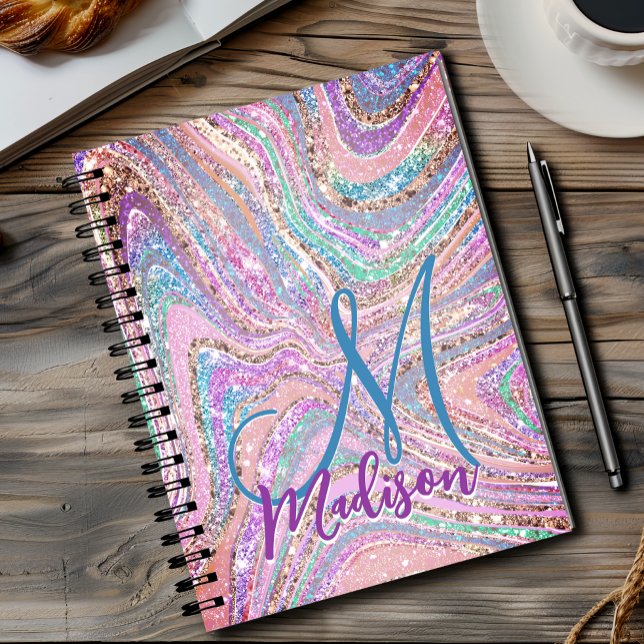 Cuaderno Sparkle unicornio arco iris grisona arte de cascab (Subido por el creador)