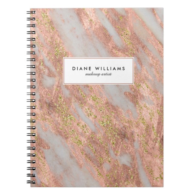 Cuaderno Sparkling Pink Marble Abstract Pattern with Name (Frente)