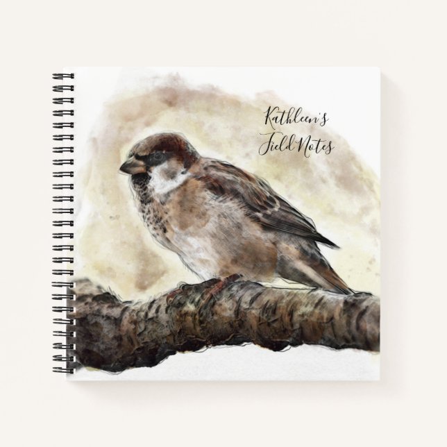 Cuaderno Sparrow Sketch Birding / Bird Watching Field Notes (Anverso)