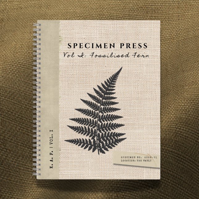 Cuaderno Specimen Press: Fossil Fern Linen Look Organic (Subido por el creador)