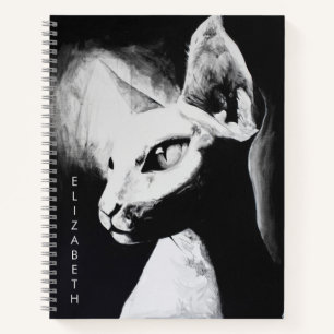 Cuaderno Sphinx Cat Black Contraste White Retrato Animal