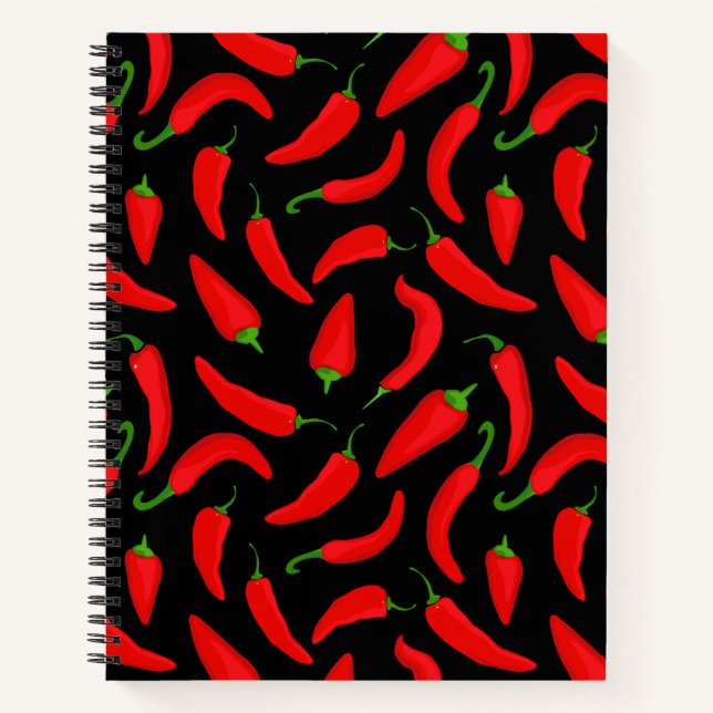 Cuaderno Spicy Red Chili Peppers Patrón Gráfico (Anverso)