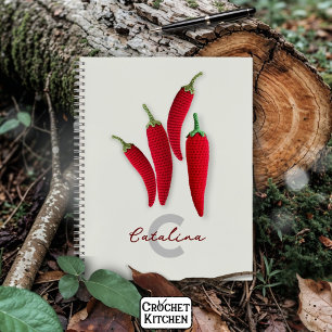 Cuaderno Spicy Red Moderno Crochet Minimal Jalapeno Nombre
