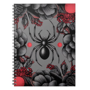 Cuaderno Spider Floral diseño estilo gótico
