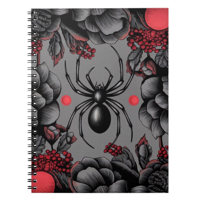 Cuaderno Spider Floral diseño estilo gótico (Frente)
