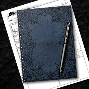 Cuaderno Spider Witch Dusty Slate Blue Spiderweb Flourish
