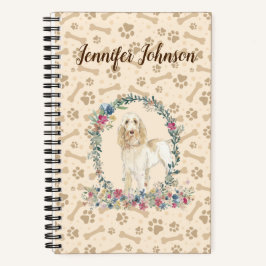 Cuaderno Spinone Italiano Perro Paw Print & Floral Cute