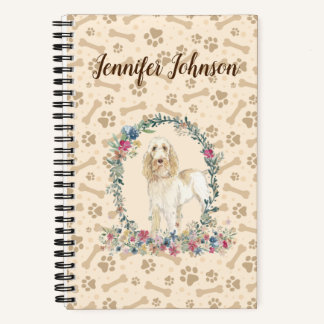 Cuaderno Spinone Italiano Perro Paw Print & Floral Cute