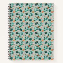 Spiral-bound notebook with a floral pattern