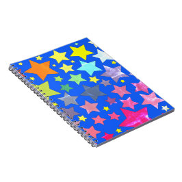 Cuaderno Spiral Fotonotizbuch blau mit bunten Sternen