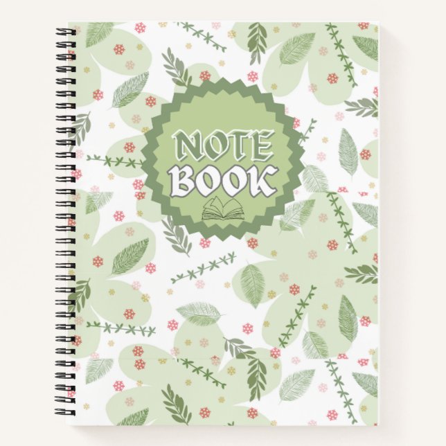Cuaderno Spiral Notebook Aesthetic Sage Green Floral Spiral (Anverso)