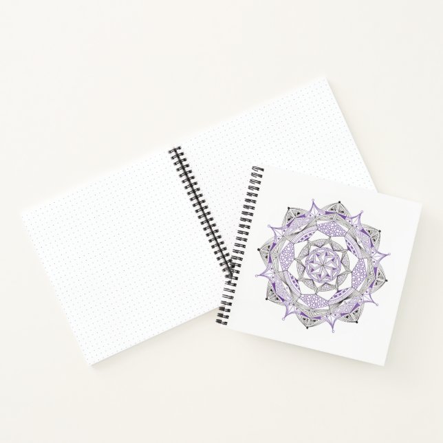 Cuaderno Spiral Notebook w/ Purple Mandala Design (Interior)