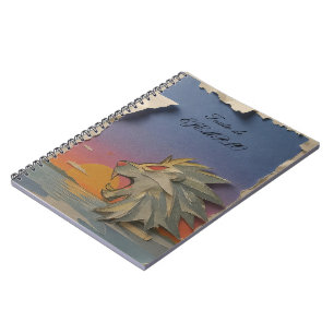 Cuaderno Spiral Notebook with Roaring Lion Design Papercut