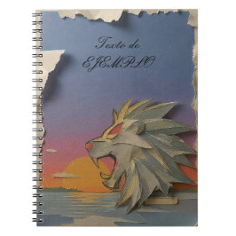 Cuaderno Spiral Notebook with Roaring Lion Design Papercut