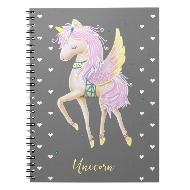 Cuaderno Spiral Photo Notebook tiene un lindo unicornio. (Frente)