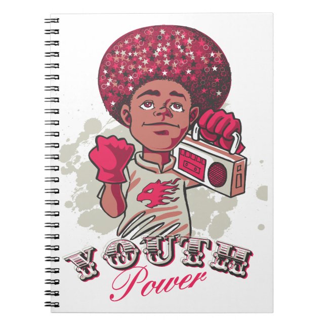 Cuaderno Spiral Photo Notebook – YOUTH Power Afro & Boombox (Frente)