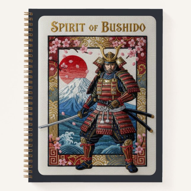Cuaderno Spirit of Bushido Embroidered Samurai & Mount Fuji (Anverso)