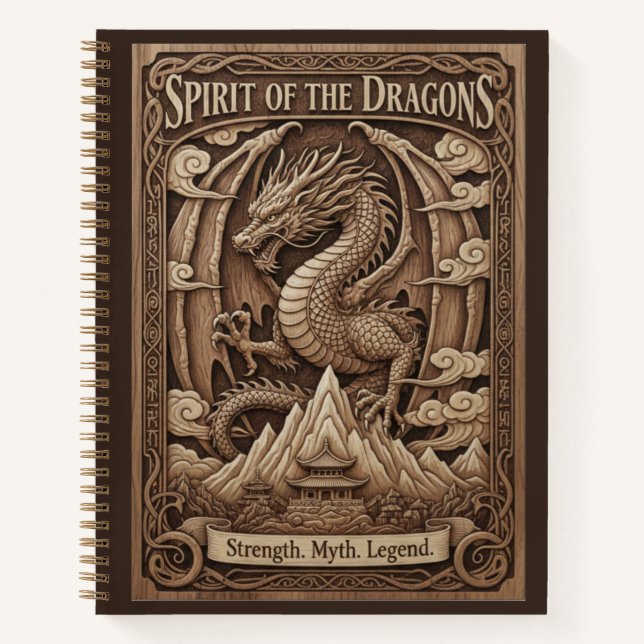Cuaderno Spirit of the Dragons Mythic Wood Carved Journal (Anverso)