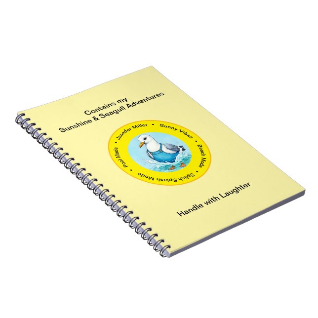 Cuaderno Splish Splash funny summer Seagull vacation memory (Lado Derecho)