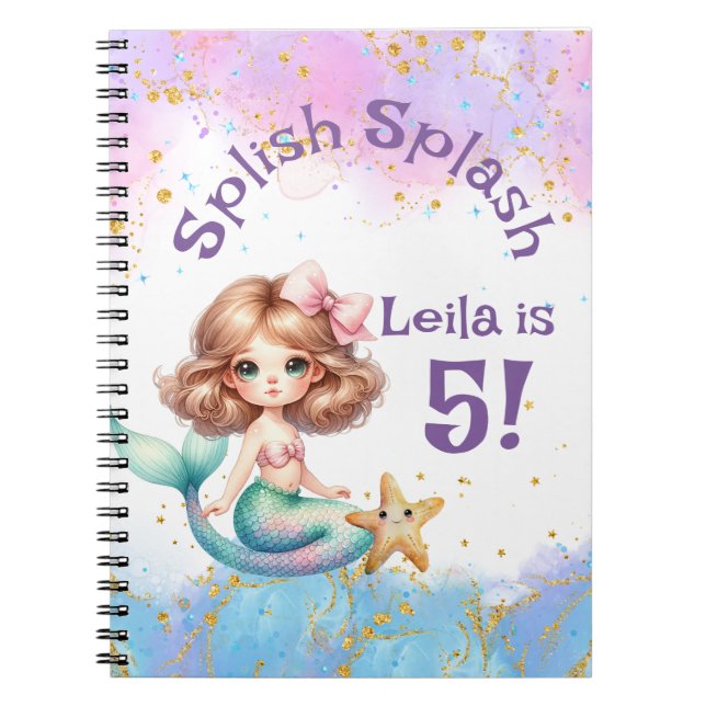 Cuaderno Splish Splash Mermaid Fiesta libro de memoria de c (Frente)