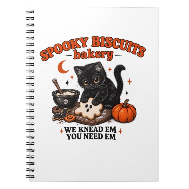 Cuaderno Spooky Biscuits Bakery Black Cat Hallloween  (Frente)
