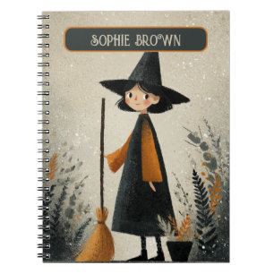 Cuaderno Spooky Cute Witch Name Tag Halloween