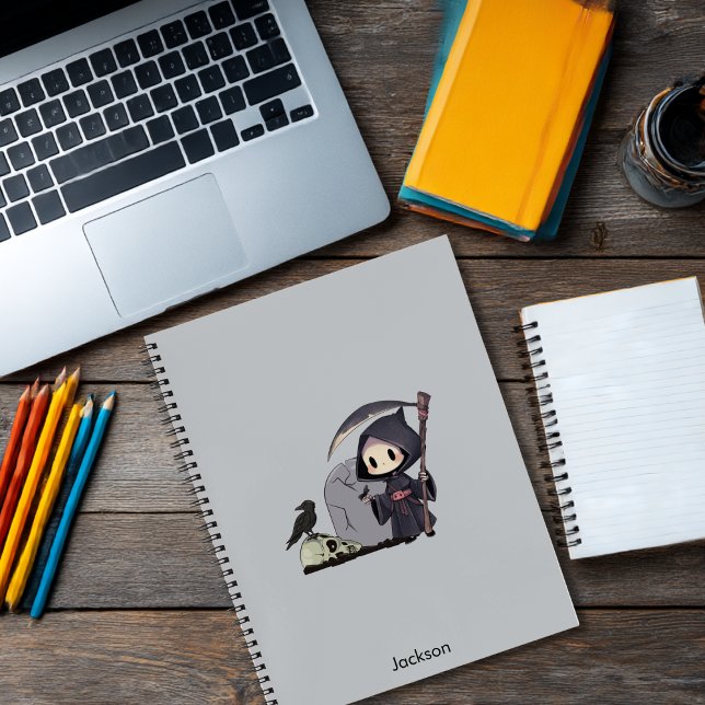 Cuaderno Spooky Grim Reaper Graveyard Crow Gothic Halloween (Subido por el creador)