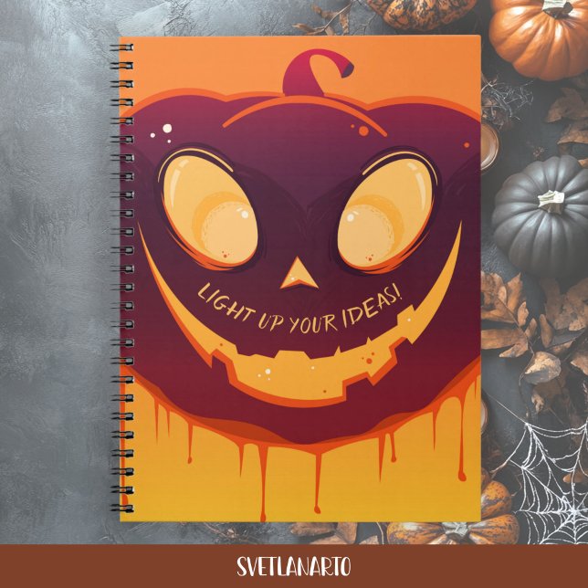 Cuaderno Spooky Pumpkin Face Halloween Spiral Notebook (Frontal view)