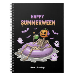 Cuaderno Spooky Pumpkin Faced Skeleton Fun Happy Summerween