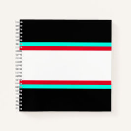 Cuaderno Sporty Bright White Red Aqua Black Carreras Stripe