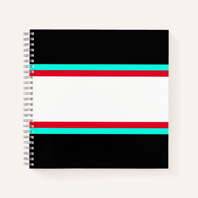 Cuaderno Sporty Bright White Red Aqua Black Carreras Stripe (Anverso)