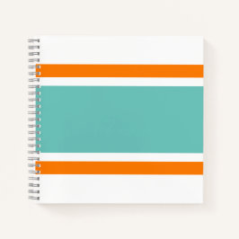 Cuaderno Sporty Wide Aqua Naranja Bandas de Carreras Blanca