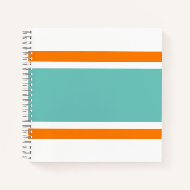 Cuaderno Sporty Wide Aqua Naranja Bandas de Carreras Blanca (Anverso)
