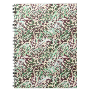 Cuaderno Spot, leopardo, tropical, palmas, hojas, marrón,