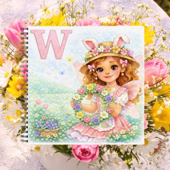 Cuaderno Spring Alphabet Letter W Fairy Floral Wreath (Subido por el creador)