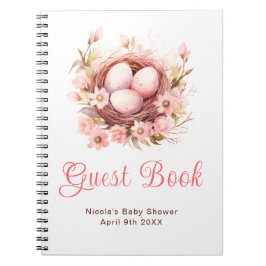 Cuaderno Spring Birds Nest Baby Shower Guest Book