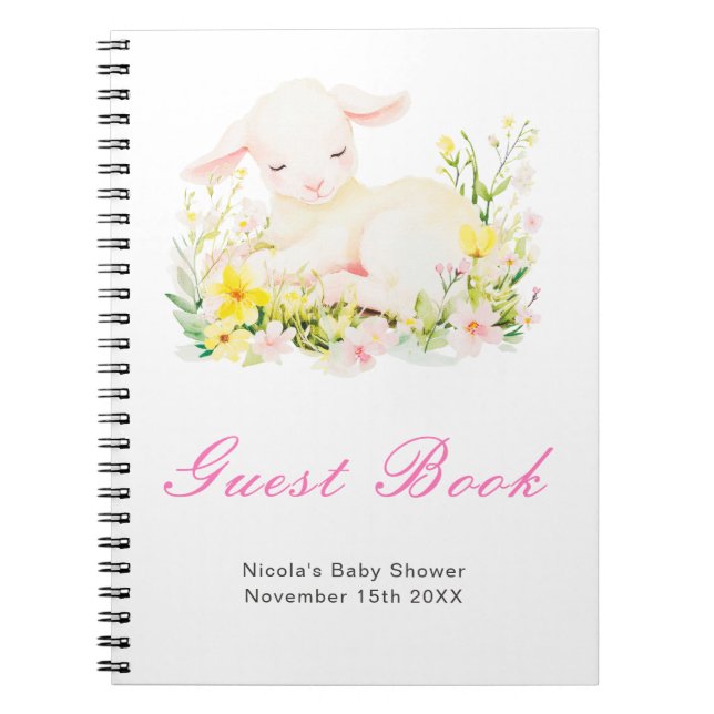 Cuaderno Spring Lamb Baby Shower Guest Book (Frente)