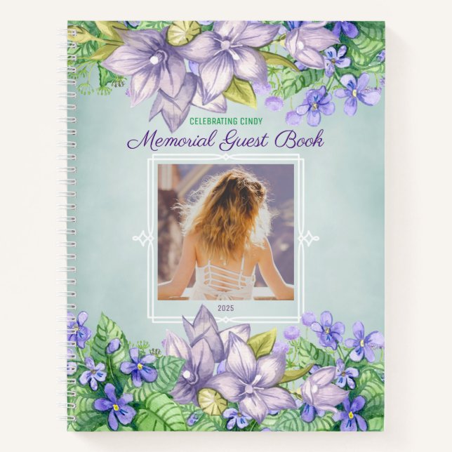 Cuaderno Spring Memorial Service Guest Book Lilac Photo (Anverso)