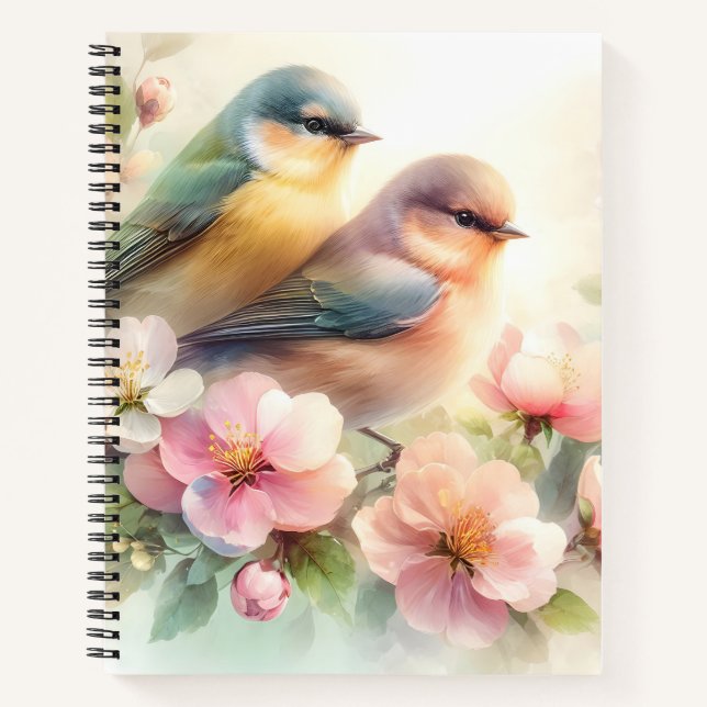 Cuaderno Spring Pastel Sweet Love Birds Blossoms Flowers (Anverso)