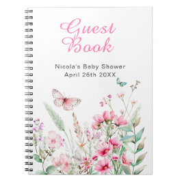 Cuaderno Spring Pink Butterfly Floral Baby Shower