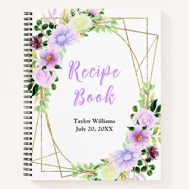 Cuaderno Spring Purple Floral Recipe Book (Anverso)