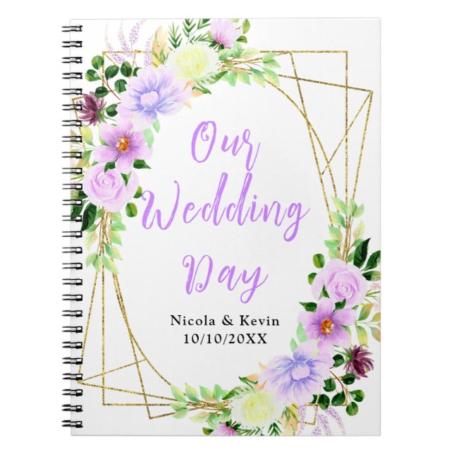 Cuaderno Spring Purple Floral Wedding Planner (Frente)